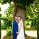 bride and groom at The Old Palace at Hatfield House, Hertfordshire