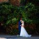 Bride and groom outside of the Old Palace Hatfield House wedding venue in Hertfordshire