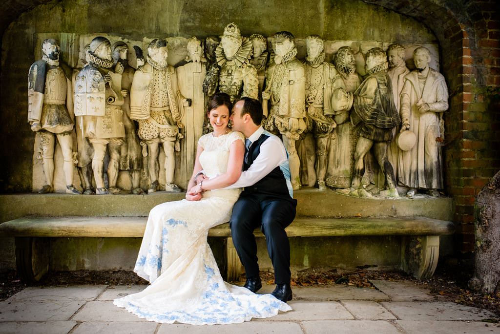 bride and groom at hatfield house