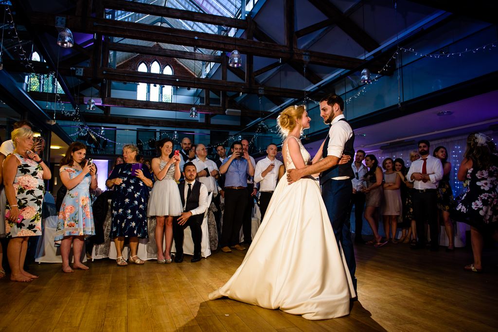 First dance at The Riding School Hatfield house wedding in hertfordshire
