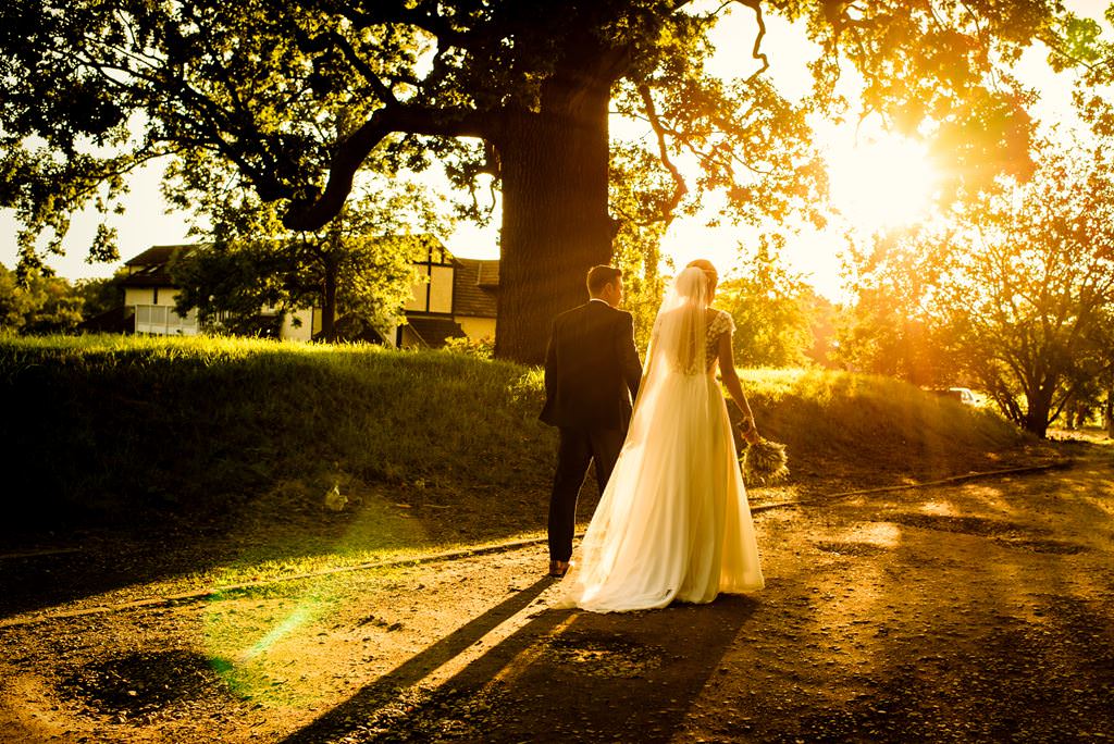 Hertfordshire wedding sunset at Shelley cricket club