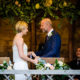 bride and groom say vows at Autumn wedding at South Farm, Hertfordshire