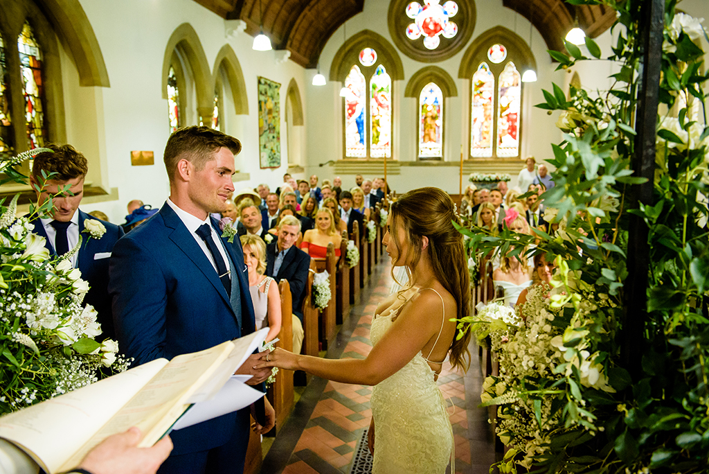 wedding ceremony at Ayot St Lawrence church in Hertfordshire