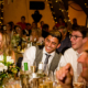 guests laugh at hertfordshire tipi wedding speeches