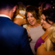 guest laughs at tipi wedding reception in hertfordshire