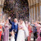 confetti throw at St Albans Cathedral in Hertfordshire