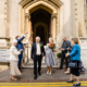 Confetti throw at Cheshunt registry office micro wedding in Hertfordshire