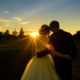 bride and groom sunset sunset at chesfield downs wedding venue in hertfordshire