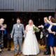 Confetti throw at Milling Barn wedding venue in Hertfordshire