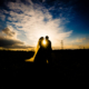 Bride and Groom at sunset at Milling Barn wedding venue in Hertfordshire
